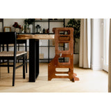 Duck Woodworks Honey Glaze Foldbar Køkken Læringstårn Stained Med Højstol Addon Sæt