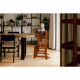 Duck Woodworks Honey Glaze Foldbar Køkken Læringstårn Stained Med Højstol Addon Sæt