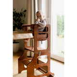 Duck Woodworks Honey Glaze Foldbar Køkken Læringstårn Stained Med Højstol Addon Sæt