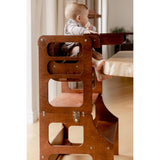 Duck Woodworks Honey Glaze Foldbar Køkken Læringstårn Stained Med Højstol Addon Sæt