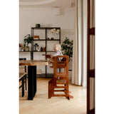 Duck Woodworks Honey Glaze Foldbar Køkken Læringstårn Stained Med Højstol Addon Sæt
