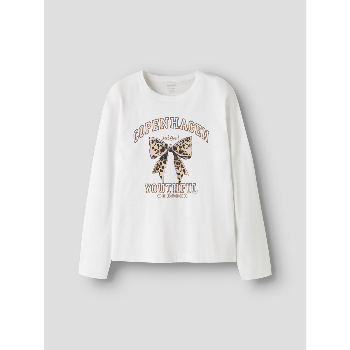 Name It Bright White Leo Bow Nkfveen Ls Nreg Top