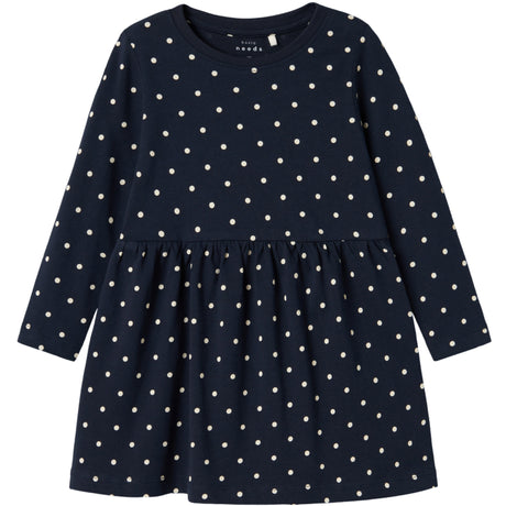 Name It Dark Sapphire Dots Aop In Bright White Nmfvivia Ls Kjole Noos