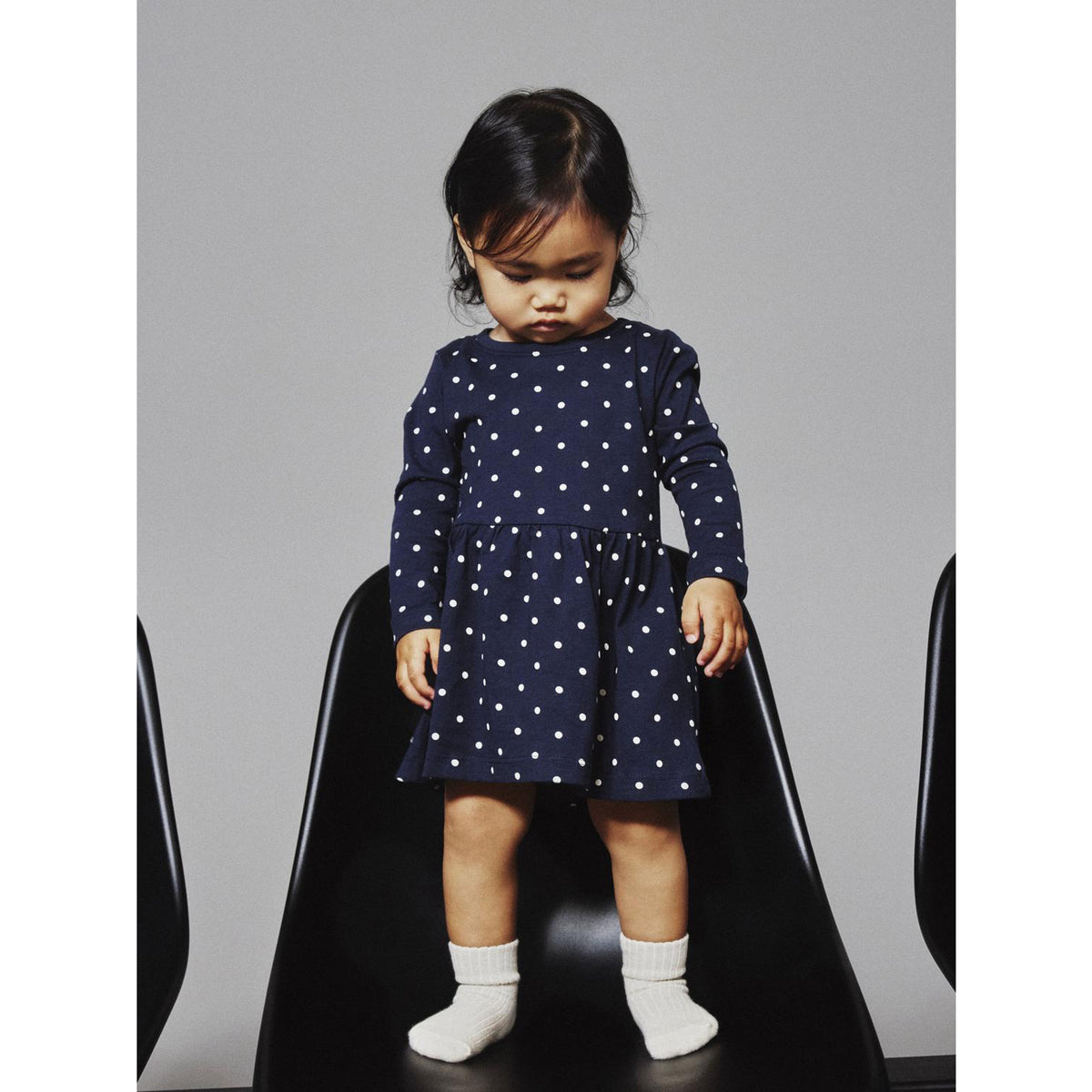 Name It Dark Sapphire Dots Aop In Bright White Nmfvivia Ls Kjole Noos