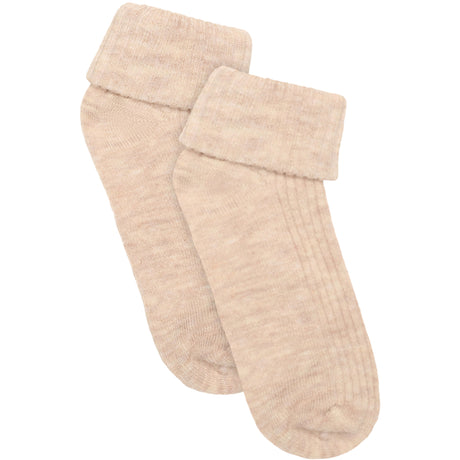 Minymo Sheer Bliss Melange Baby 2X2 Rib Uld Strømper 2-Pak