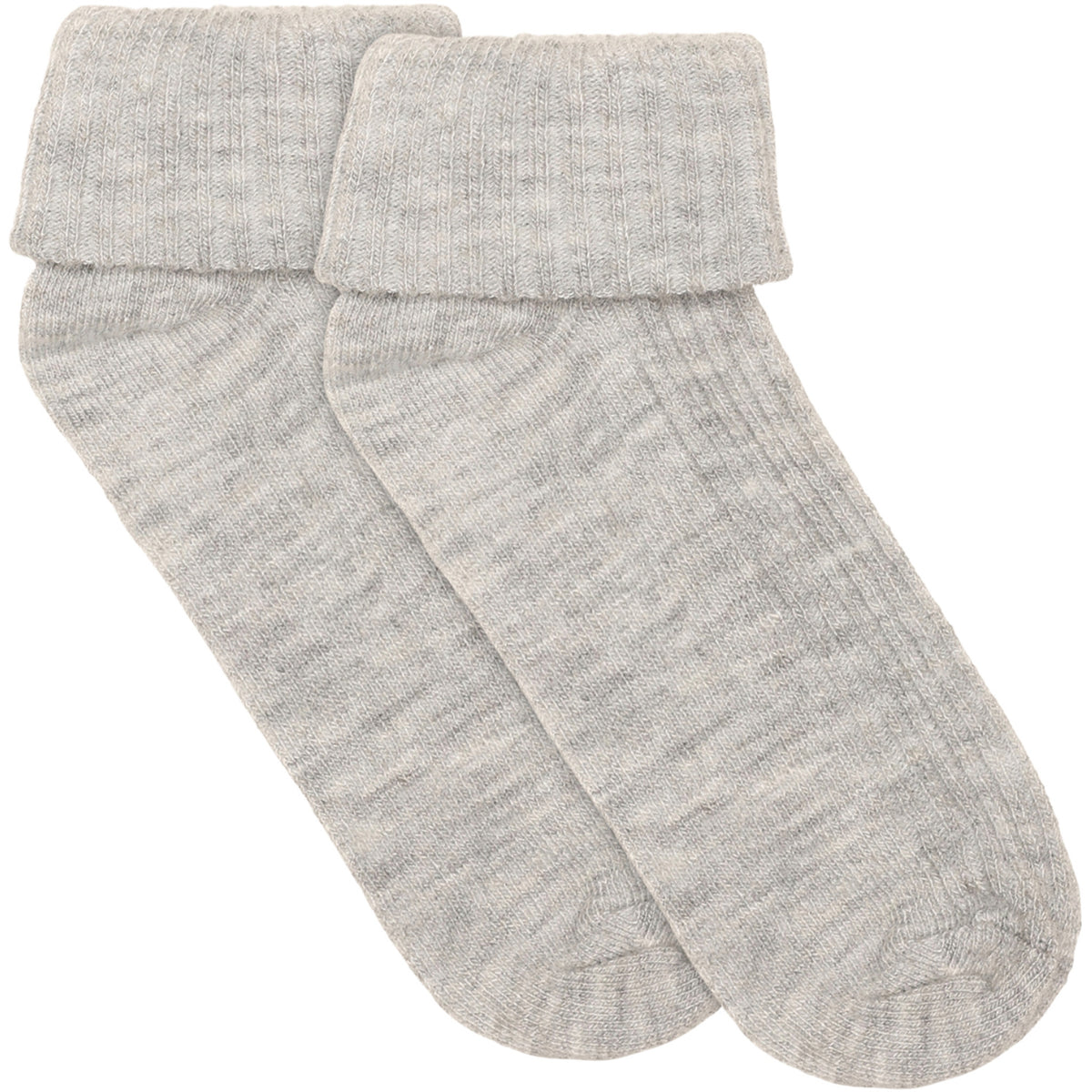 Minymo Light Grey Melange Baby 2X2 Rib Uld Strømper 2-Pak