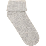 Minymo Light Grey Melange Baby 2X2 Rib Uld Strømper 2-Pak