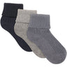 Minymo Blau Gray Baby 2X2 Rib Strømpe (3-Pack)