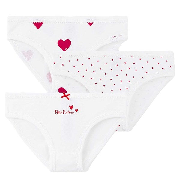 Petit Bateau 3-pak White/Red Culottes