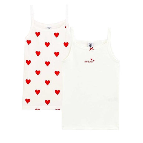 Petit Bateau Undertrøjer 2-pak White/Red Hearts