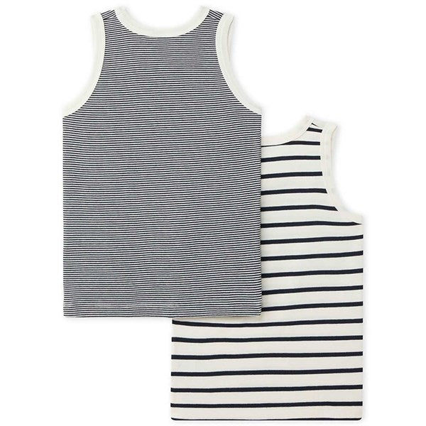 Petit Bateau Undertrøje 2-pak White/Navy Stripes 3