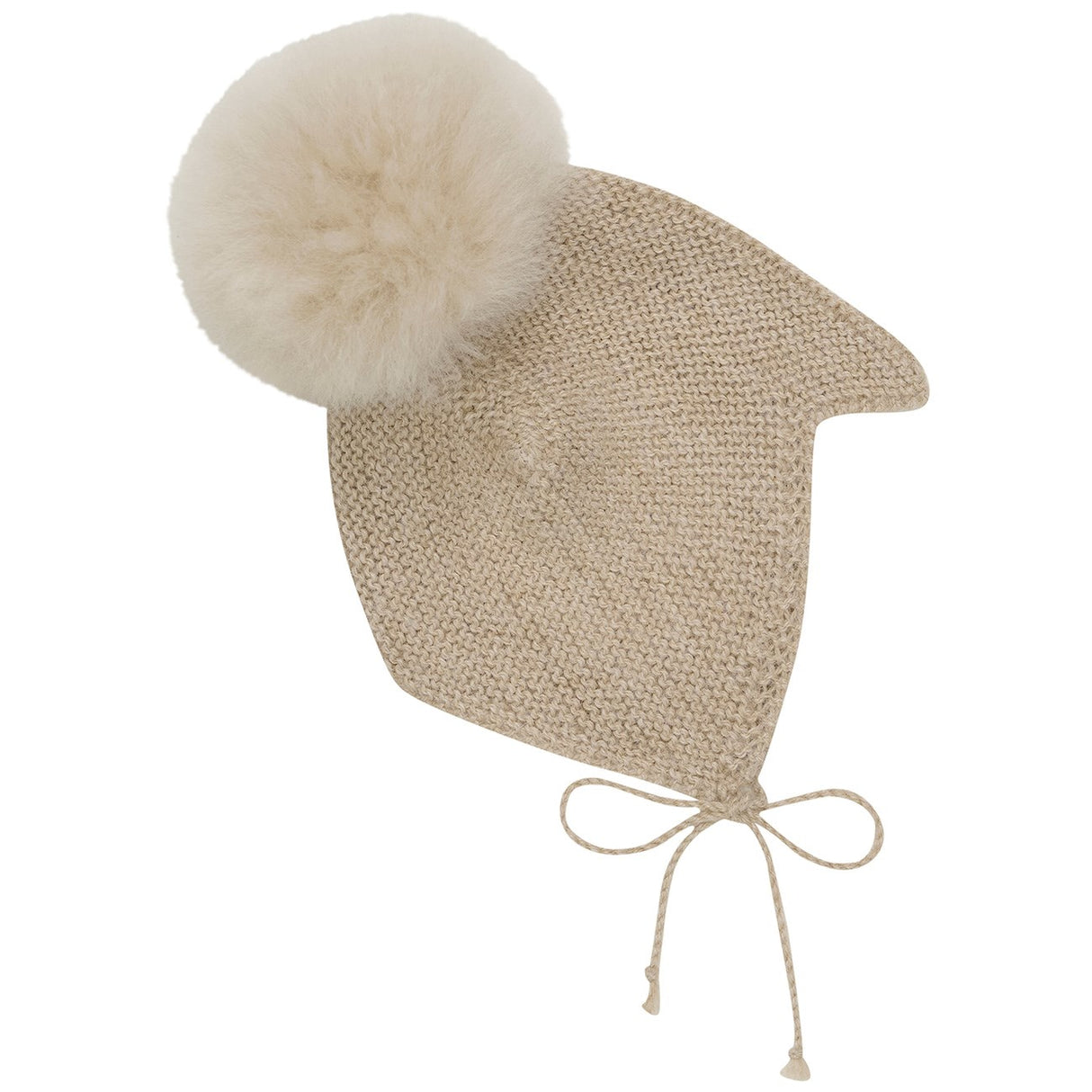 Huttelihut Camel Melange Hue Wool Knit Alpaca Pompom