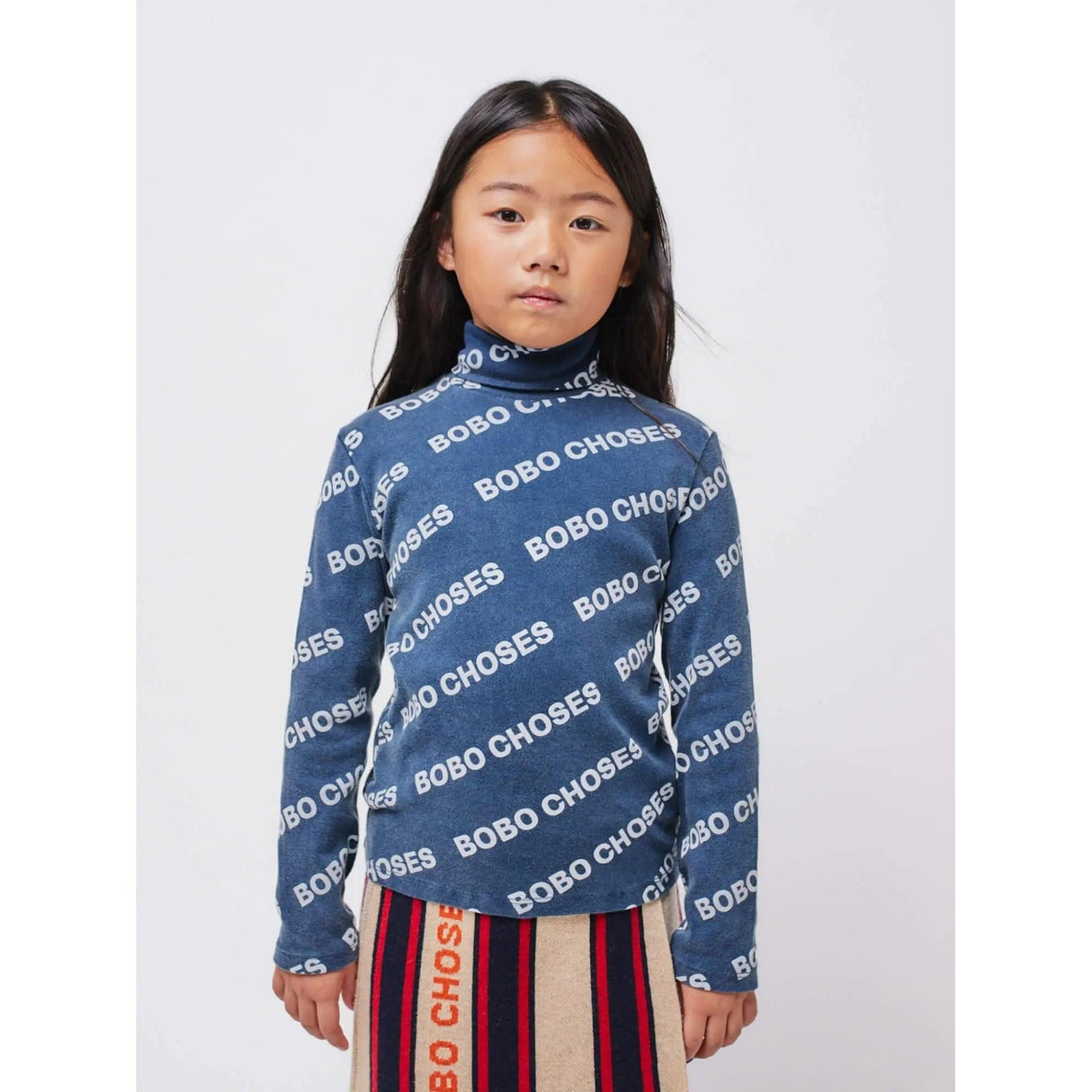 Bobo Choses Midnight Blue All Over Rib Turtle Neck Bluse