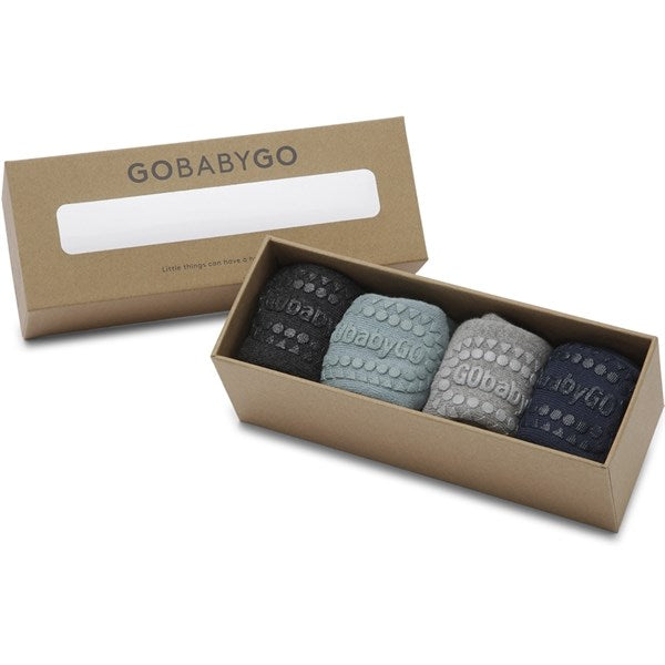 GObabyGO Bomulds Strømper Combo Box Antislip Dusty Blue 2