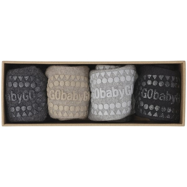 GObabyGO Bomulds Strømper Combo Box Antislip Grey Melange 2