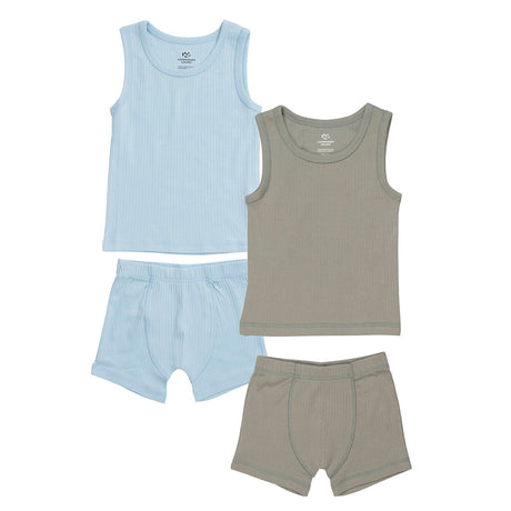 COPENHAGEN COLORS Lt. Grey/ Lt. Blue Comb. Core Rib Jersey 2Pack Tank-Top And Boxershorts