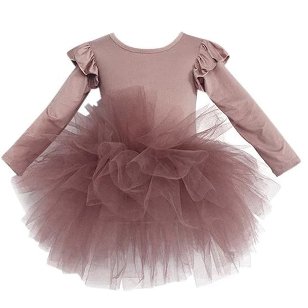 Dolly by Le Petit Tom Timeless Long Sleeve Tutu Kjole Mauve