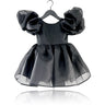 Dolly by Le Petit Tom Black Dolly World V-Back Puff Sleeve Organza Tutu Kjole