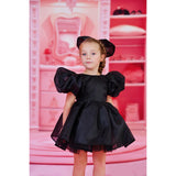 Dolly by Le Petit Tom Black Dolly World V-Back Puff Sleeve Organza Tutu Kjole