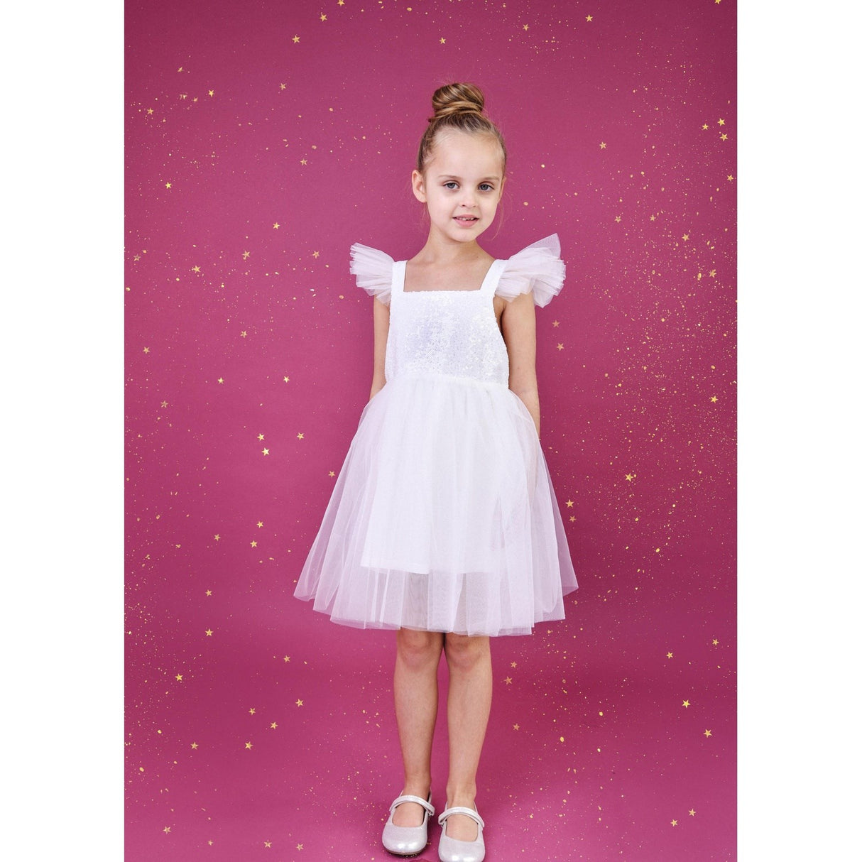 Dolly by Le Petit Tom White Dolly Universe Sequin Glitter Galaxy Tutu Kjole