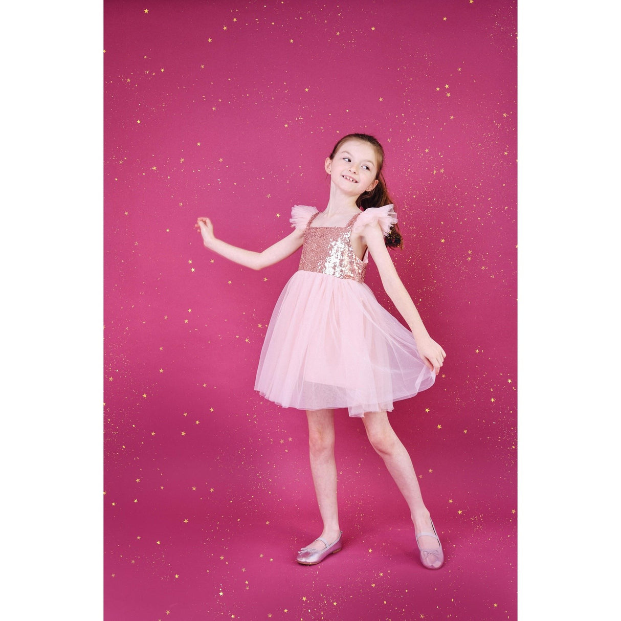 Dolly by Le Petit Tom Pink Dolly Universe Sequin Glitter Galaxy Tutu Kjole