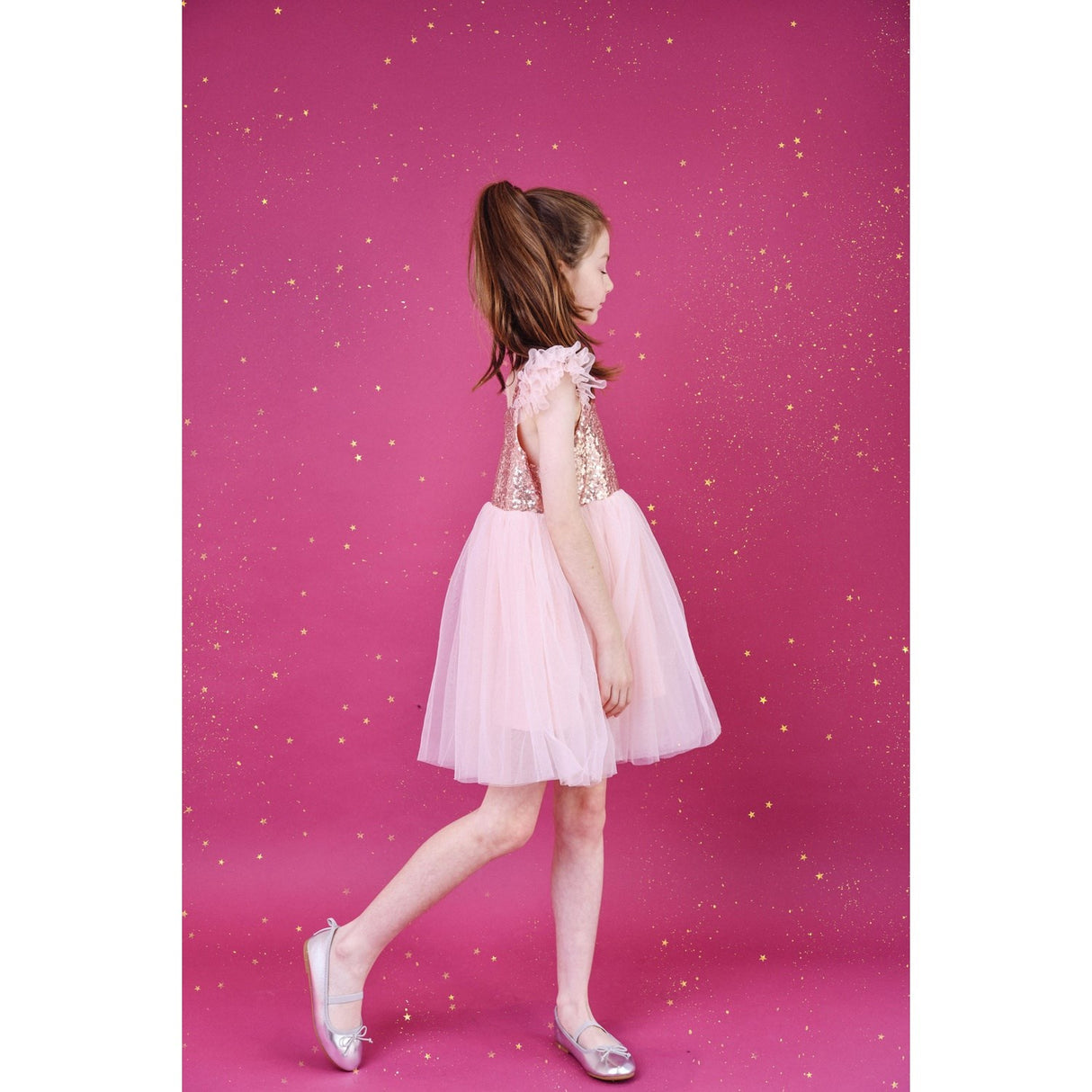 Dolly by Le Petit Tom Pink Dolly Universe Sequin Glitter Galaxy Tutu Kjole