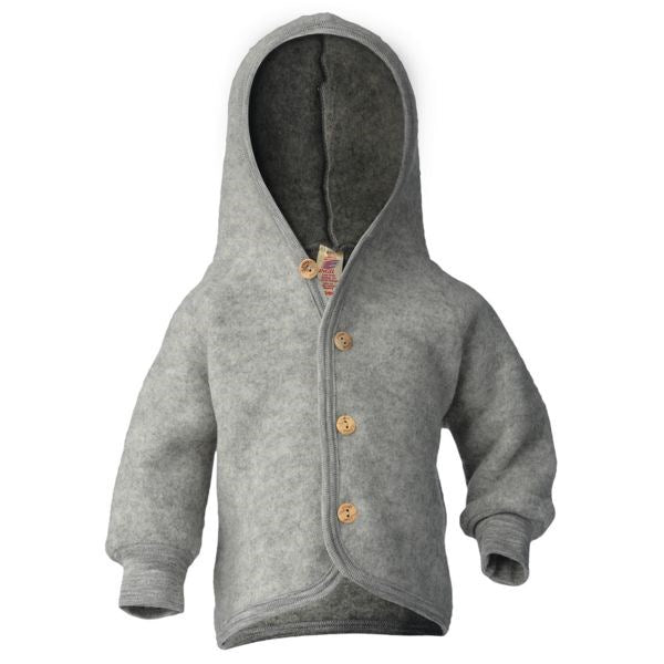 Engel Hooded Cardigan m. Træknapper Grey Mélange