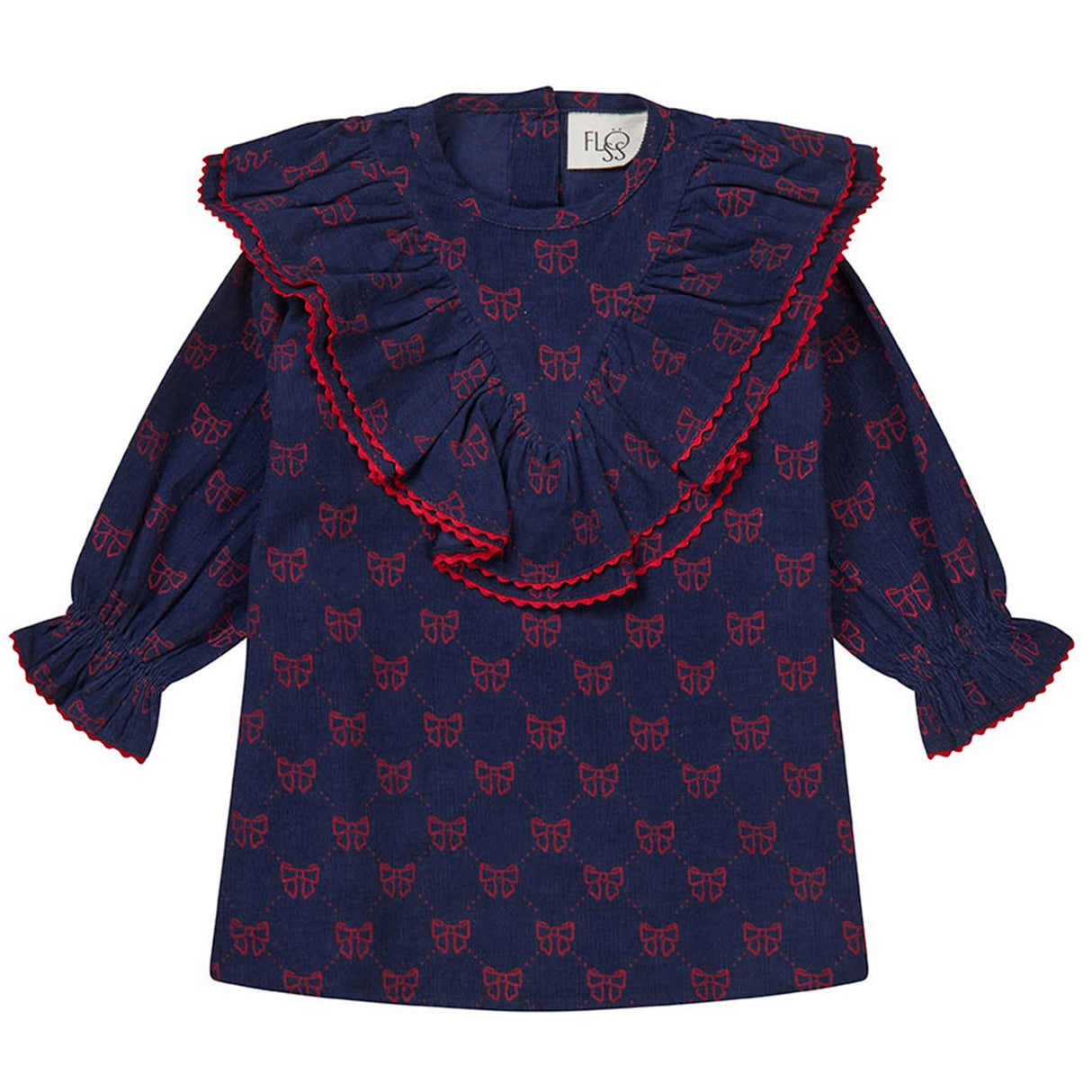 Flöss Navy/Ruby Red Bows Luna kjole