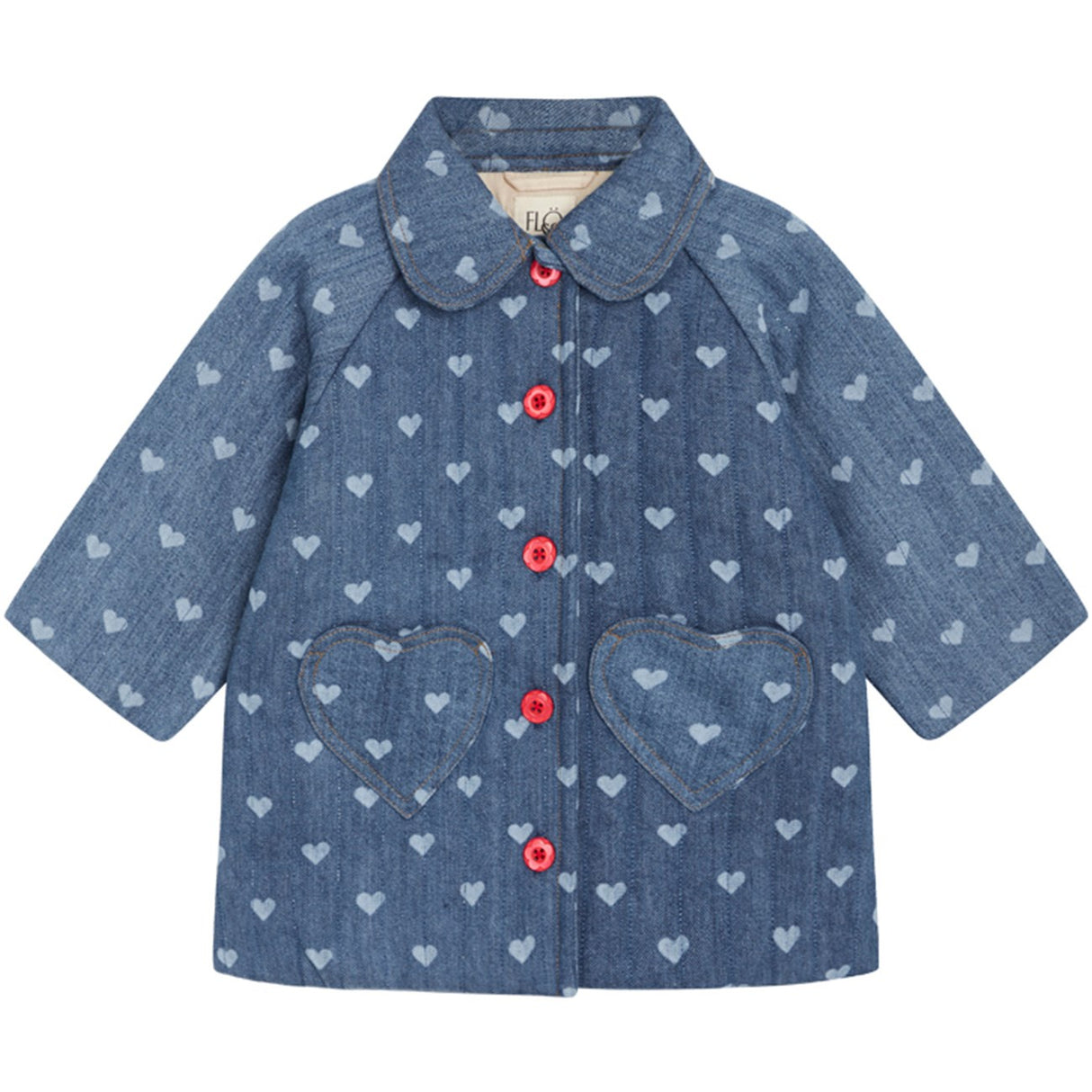 Flöss Blue Denim/Hearts Lollo Frakke