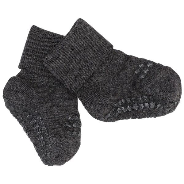 GObabyGO Bamboo Strømper Antislip Dark Grey Melange