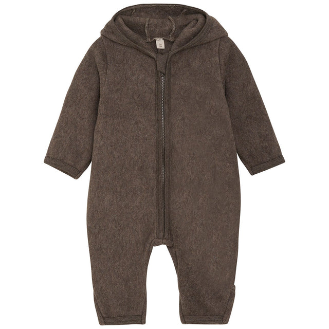 Huttelihut Brown Melange Køredragt Ears Cot. Fleece