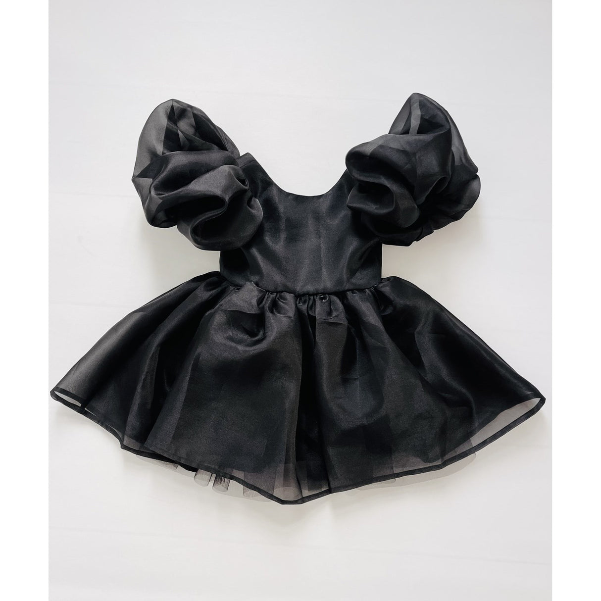 Dolly by Le Petit Tom Black Dolly World V-Back Puff Sleeve Organza Tutu Kjole