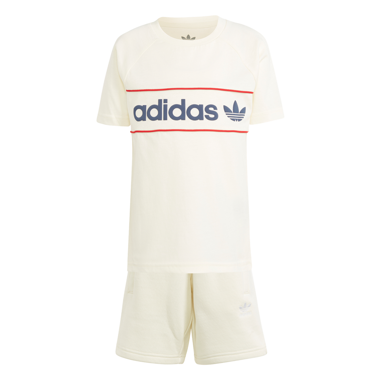 adidas Originals Ivory/Night Indigo/Red Shorts Tee Sæt