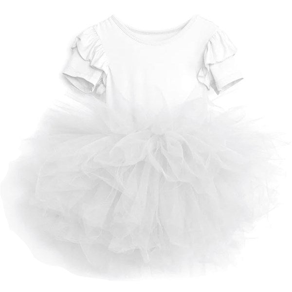 Dolly by Le Petit Timeless Short Sleeve Tutu Kjole Hvid