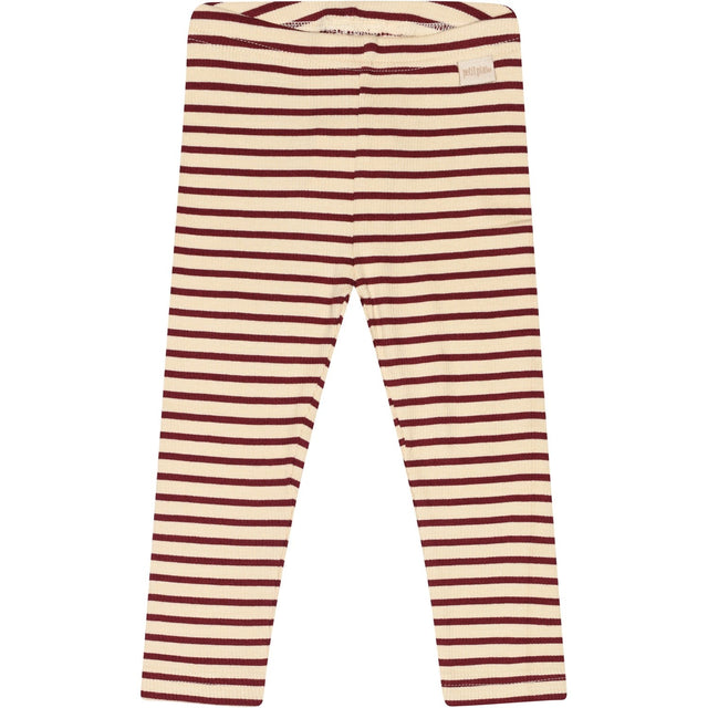 Petit Piao Dark Cherry/Dark Off White Leggings Modal Striped