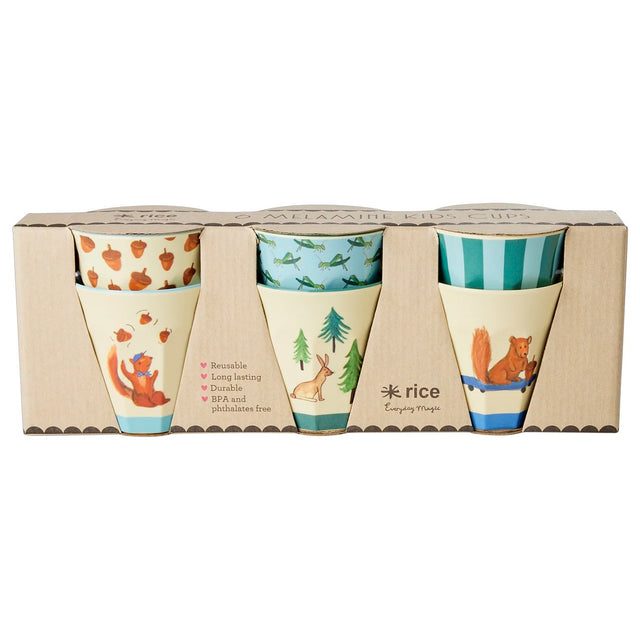 Rice Melamin kopper Blue Happy Forest Prints - Lille - 6 Pack - 160 ml