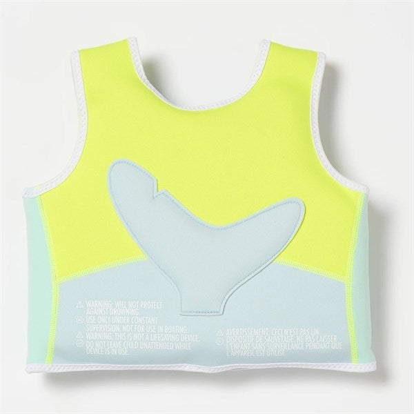 SunnyLife Svømmevest Salty the Shark Aqua Neon Yellow 7