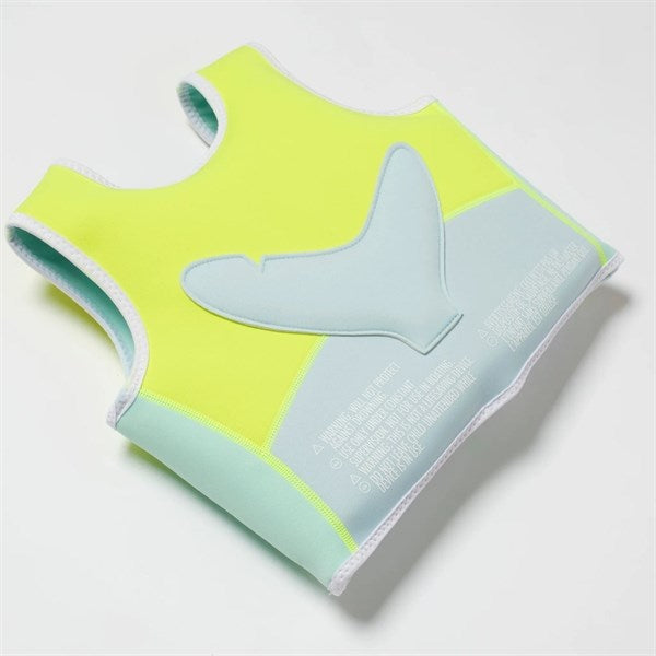 SunnyLife Svømmevest Salty the Shark Aqua Neon Yellow 6