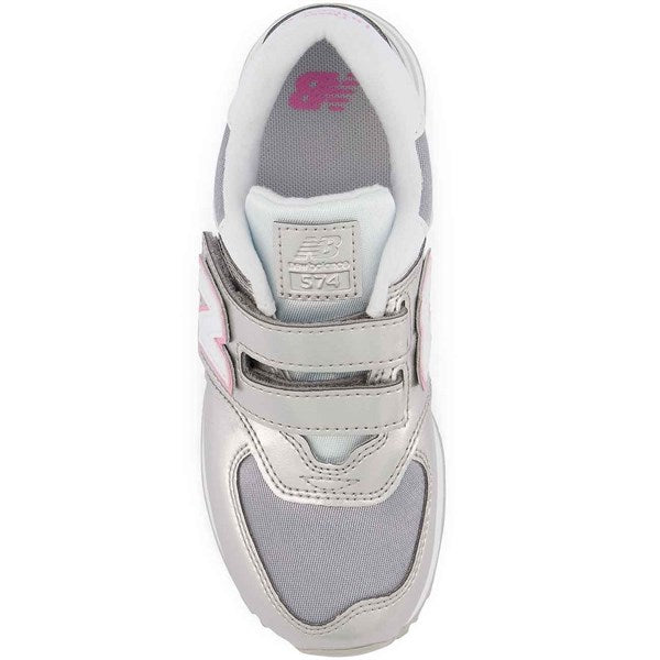 New Balance 574 Silver Metallic/Bubblegum Sneakers