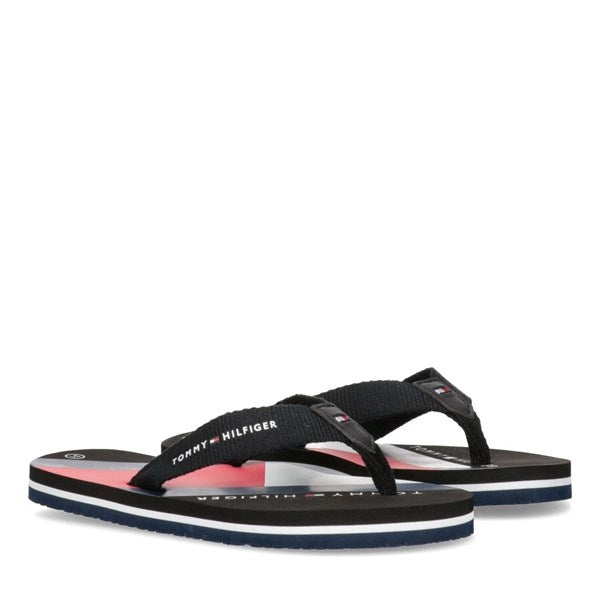 Tommy Hilfiger Flag Print Flip Flop Black