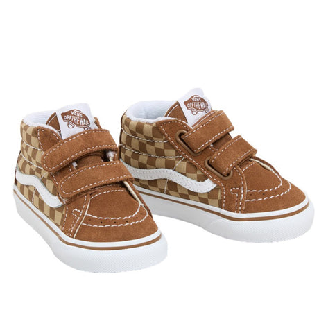 VANS Neutral Checkerboard BROWN/TRUE WHITE SK8-Mid Reissue V