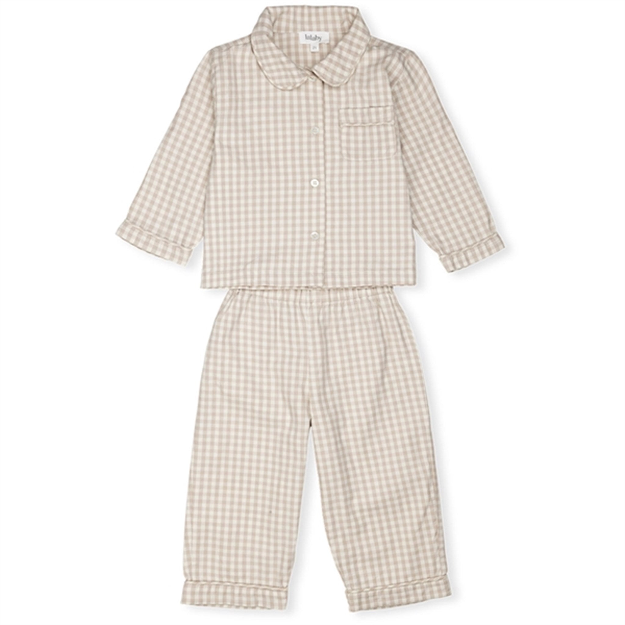 Beige Gingham Klassisk Pyjamas - Lalaby | Luksusbaby