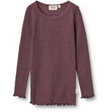 Wheat Soft Eggplant Rib Lace Bluse