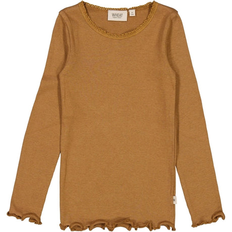 Wheat Caramel Rib Lace Bluse