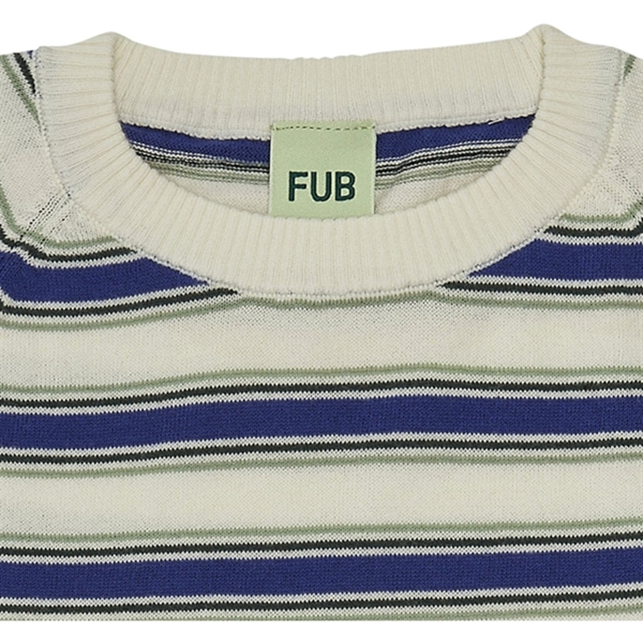 FUB Multi Striped T-Shirt Ecru/Cobolt 2