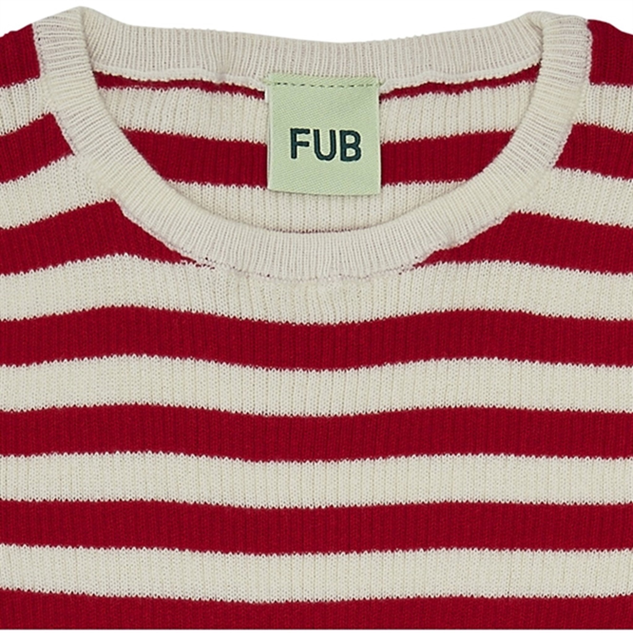 FUB Rib T-Shirt Ecru/Bright Red 2