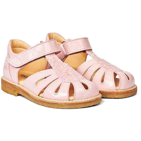 Angulus Sandal M. Velcrolukning Peach/Peach Glitter