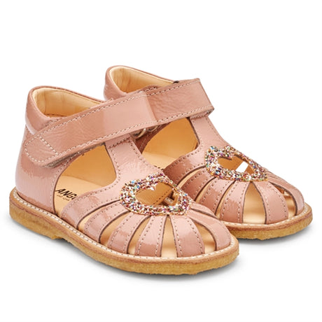 Angulus Begyndersandal M. Velcrolukning Mørk Fersken/Multi Glitter