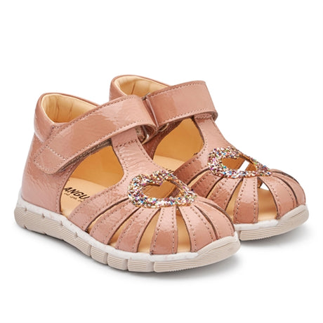 Angulus Begyndersandal M. Velcrolukning Dark Peach/Multi Glitter