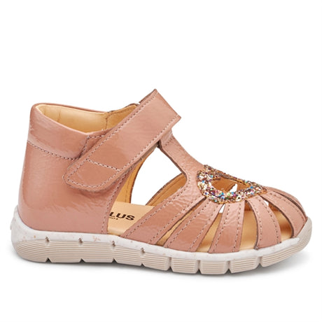 Angulus Begyndersandal M. Velcrolukning Dark Peach/Multi Glitter 2